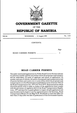Government Gaze1te Republic of Namibia