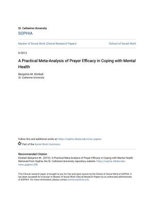 A Practical Meta-Analysis of Prayer Efficacy in Coping with Mental Health