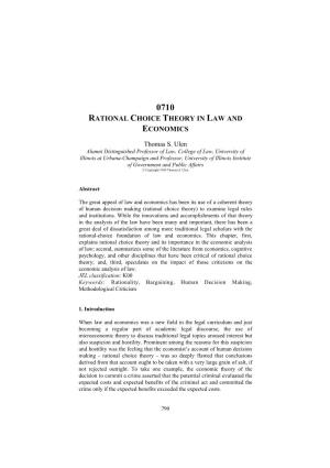 0710 Rational Choice Theory in Law and Economics | Findlaw