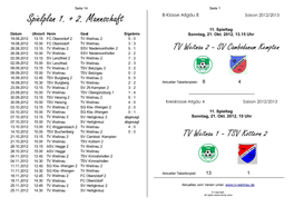 Spielplan 1. + 2. Mannschaft B-Klasse Allgäu 8 Saison 2012/2013 11