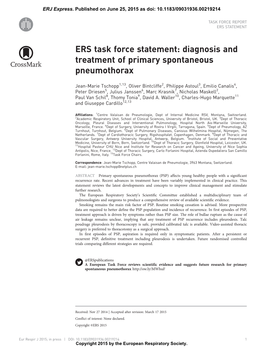 Diagnosis and Treatment of Primary Spontaneous Pneumothorax