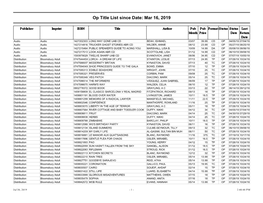 Op Title List Since Date: Mar 16, 2019