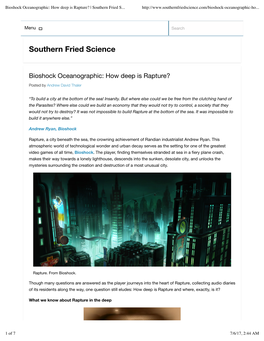 Bioshock Oceanographic: How Deep Is Rapture? | Southern Fried Science