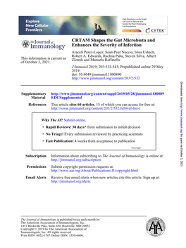 CRTAM Shapes the Gut Microbiota and Enhances the Severity of Infection Araceli Perez-Lopez, Sean-Paul Nuccio, Irina Ushach, Robert A
