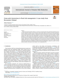 Cross-Scale Interactions in Flood Risk Management: a Case Study from Rovaniemi, Finland