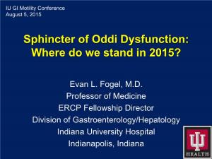 Sphincter of Oddi Dysfunction: Where Do We Stand in 2015?