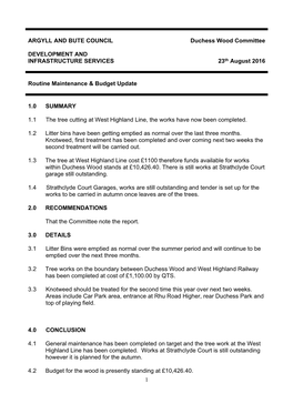 Argyll and Bute Council Maintenance and Financial Update PDF 66 KB