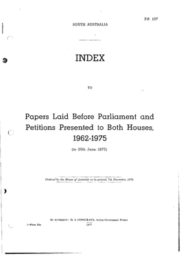 Papers Laid Before Parliament and Petitions Presented to Both Houses, 1962-1975