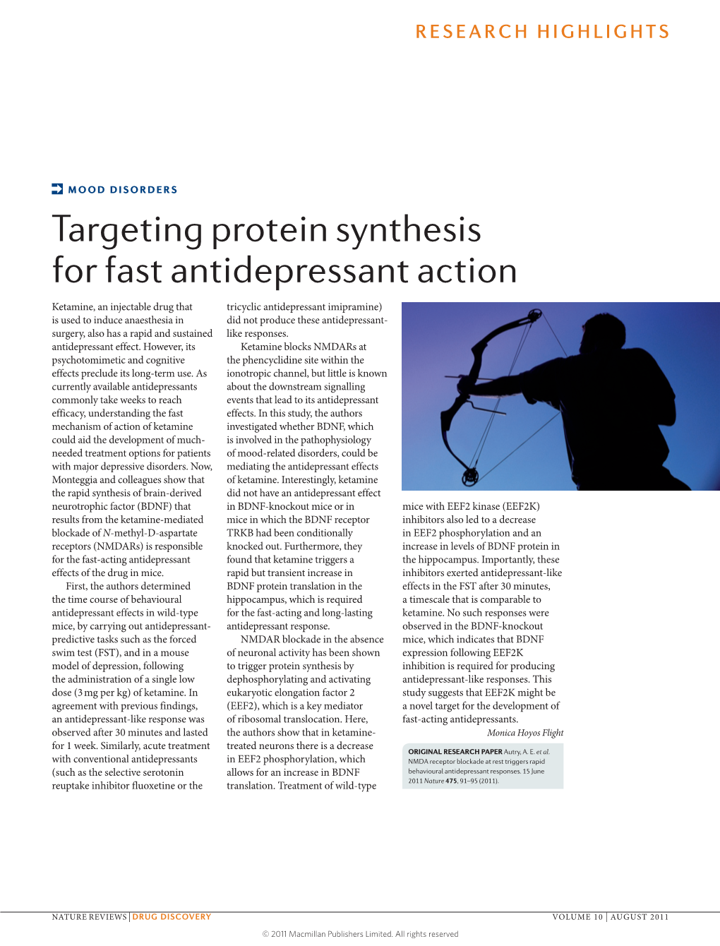 Targeting Protein Synthesis for Fast Antidepressant Action