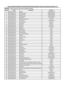 Locations Advertised from April to Dec '13 Under RGGLV and Regular