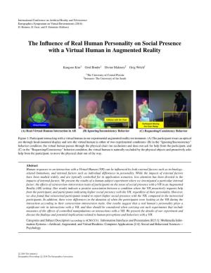 The Influence of Real Human Personality on Social Presence With