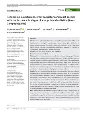 Reconciling Supertramps, Great Speciators and Relict Species with the Taxon Cycle Stages of a Large Island Radiation (Aves: Campephagidae)