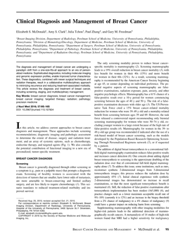 Clinical Diagnosis and Management of Breast Cancer