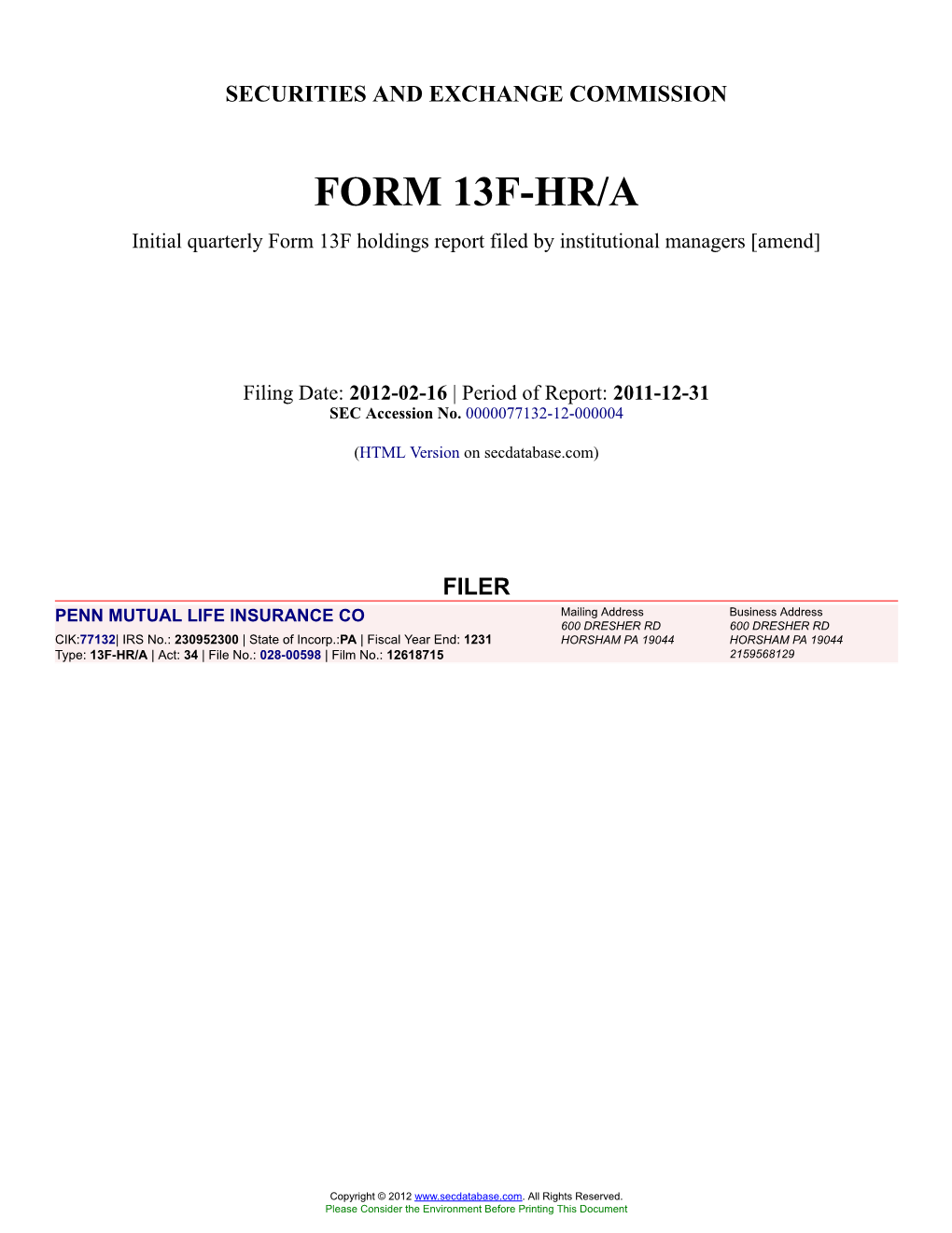 Form: 13F-HR/A, Filing Date: 02/16/2012