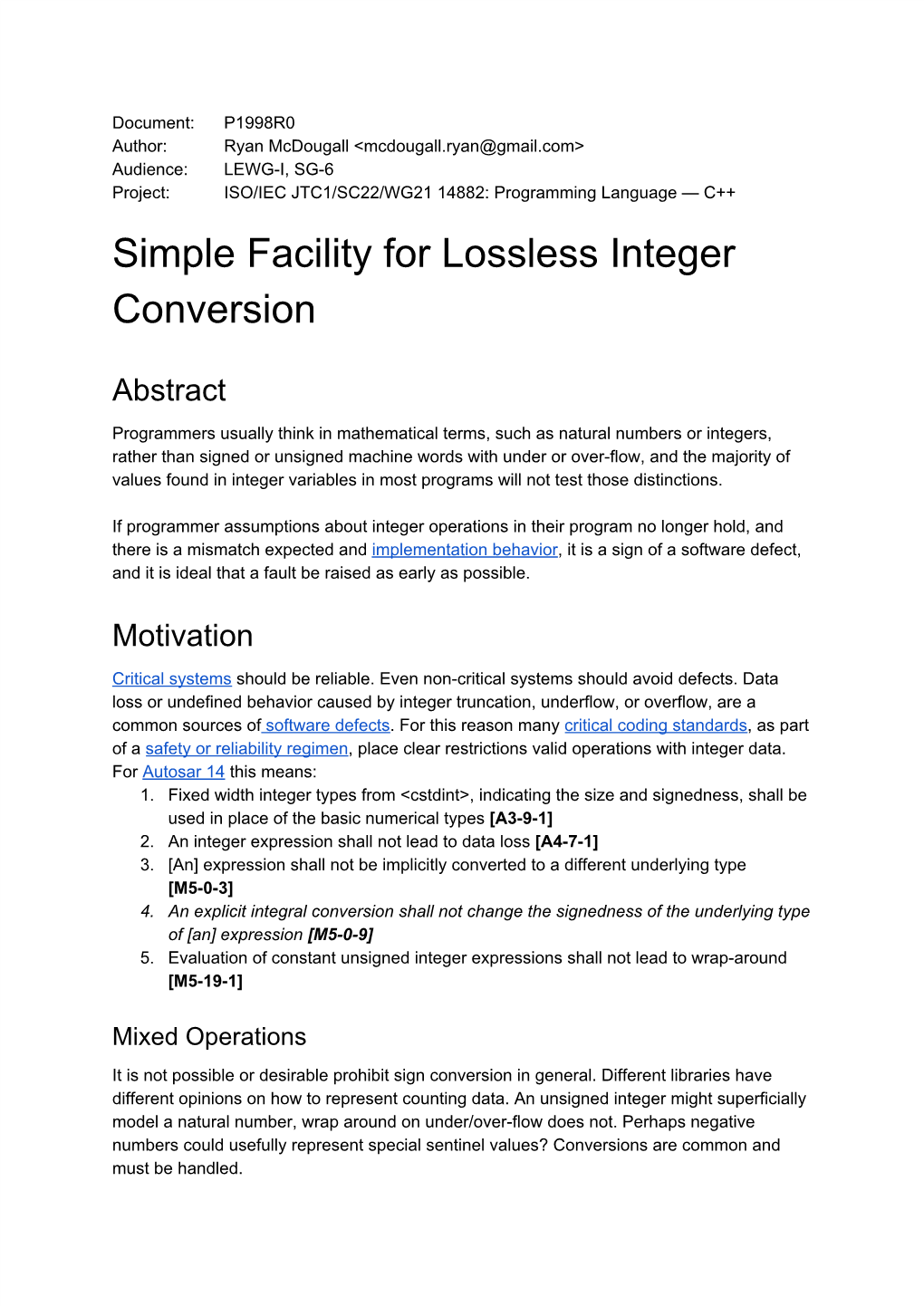 Simple Facility for Lossless Integer Conversion