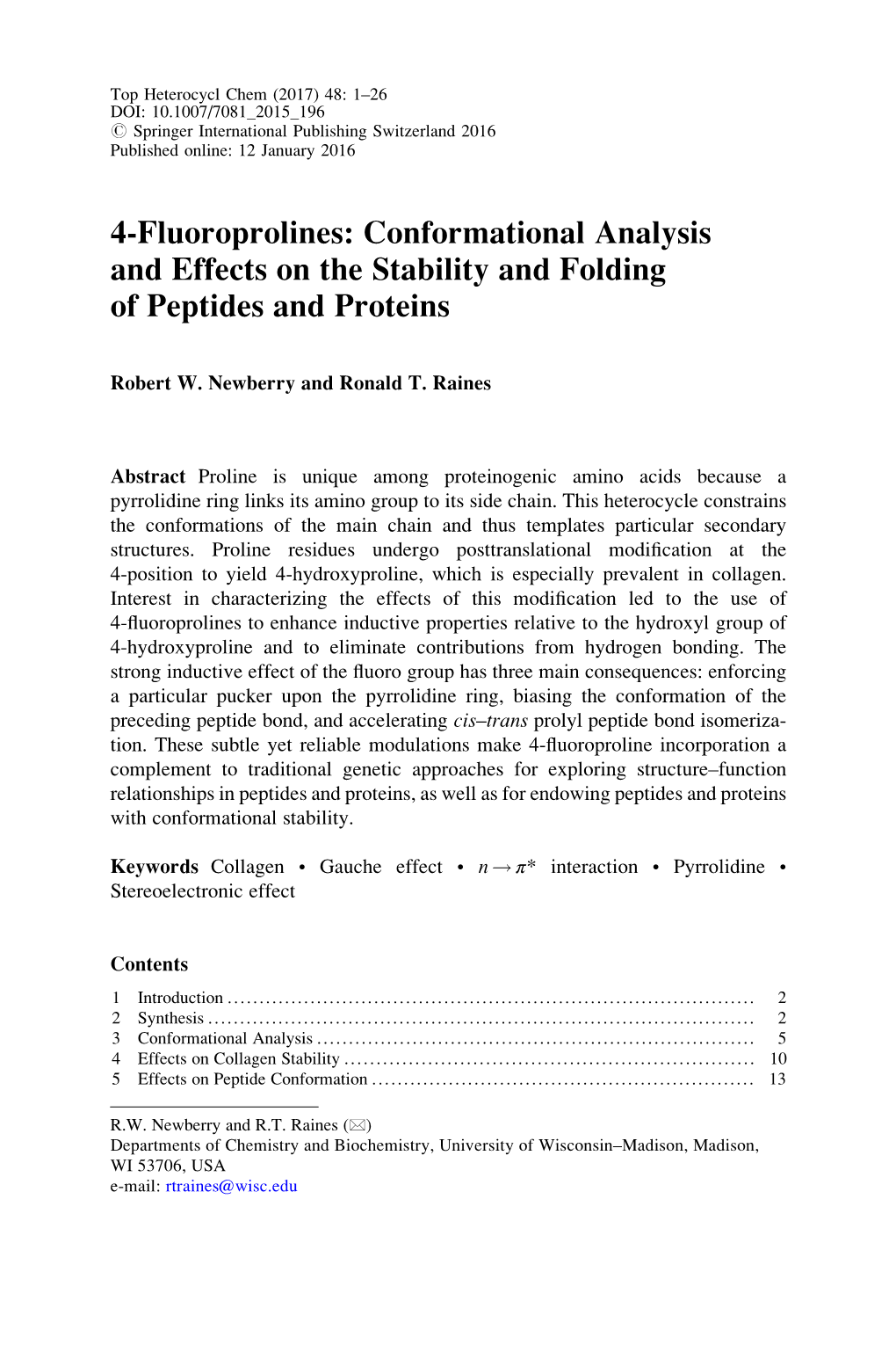 Conformational Analysis and Effects on the Stability and Folding of Peptides and Proteins