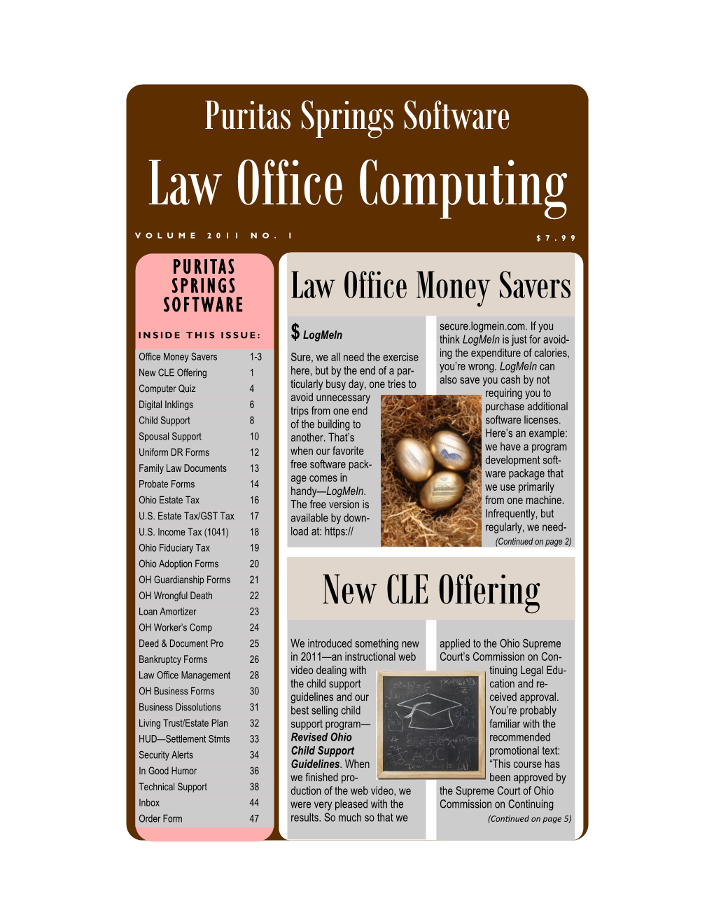 Volume 2011, No. 1 Law Office Computing Page Puritas Springs Software Law Office Computing