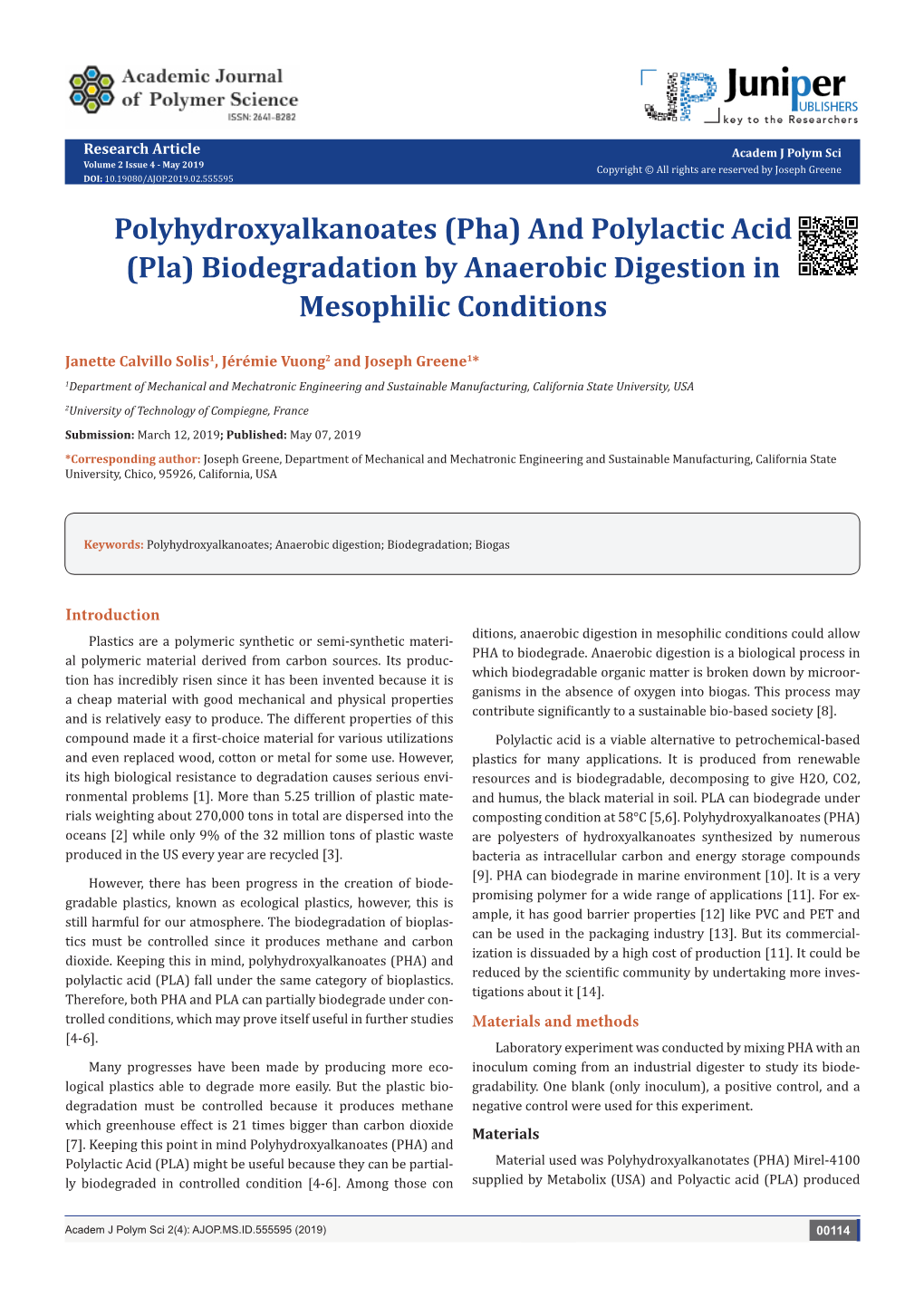 (Pha) and Polylactic Acid (Pla) Biodegradation by Anaerobic Digestion in Mesophilic Conditions