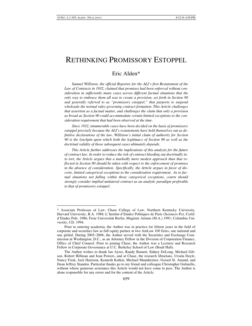 Rethinking Promissory Estoppel