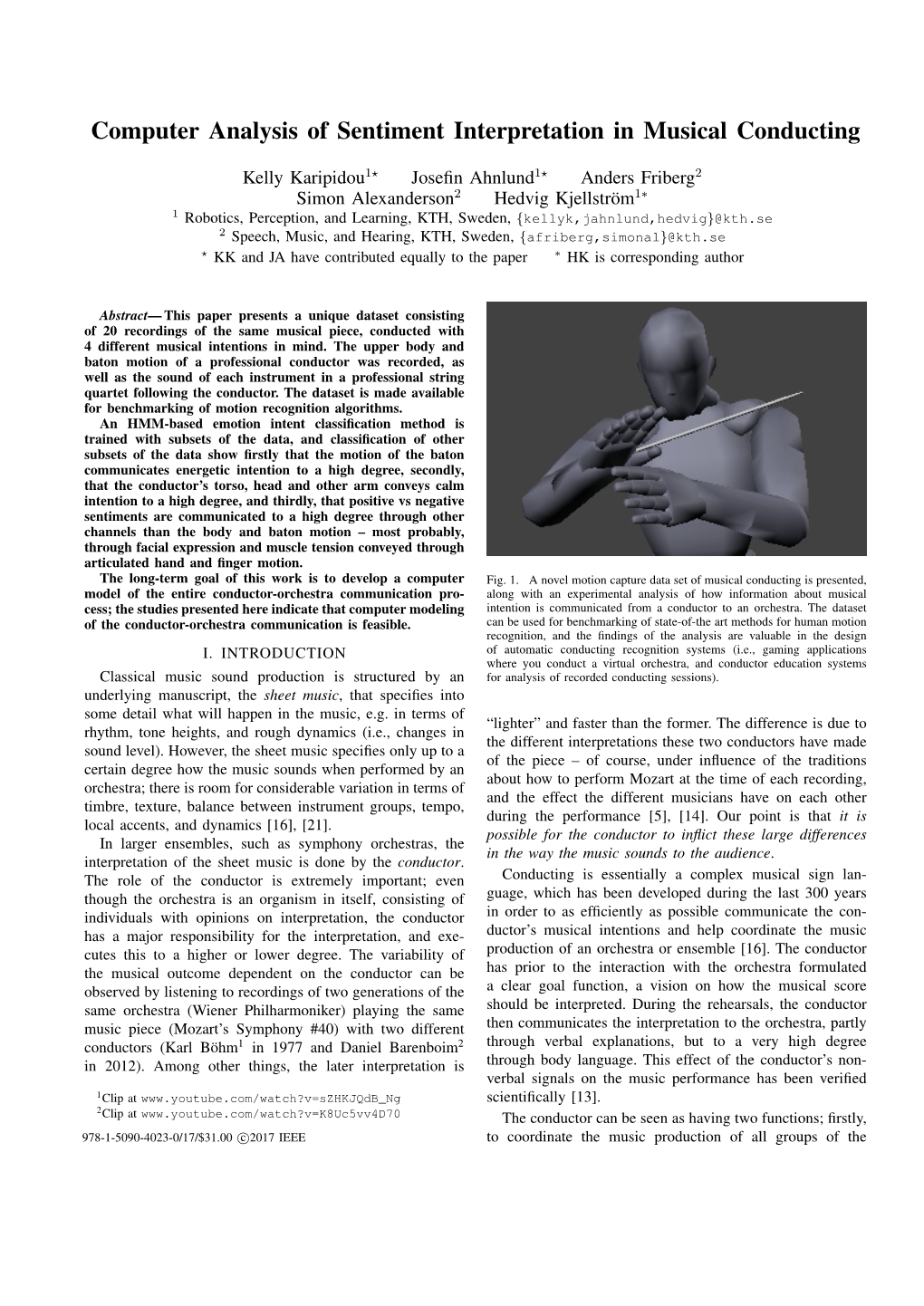 Computer Analysis of Sentiment Interpretation in Musical Conducting