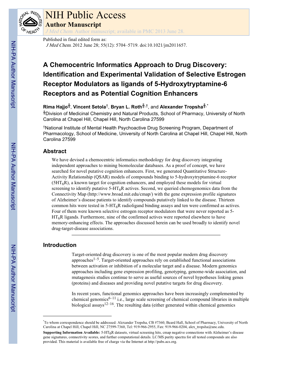 NIH Public Access Author Manuscript J Med Chem