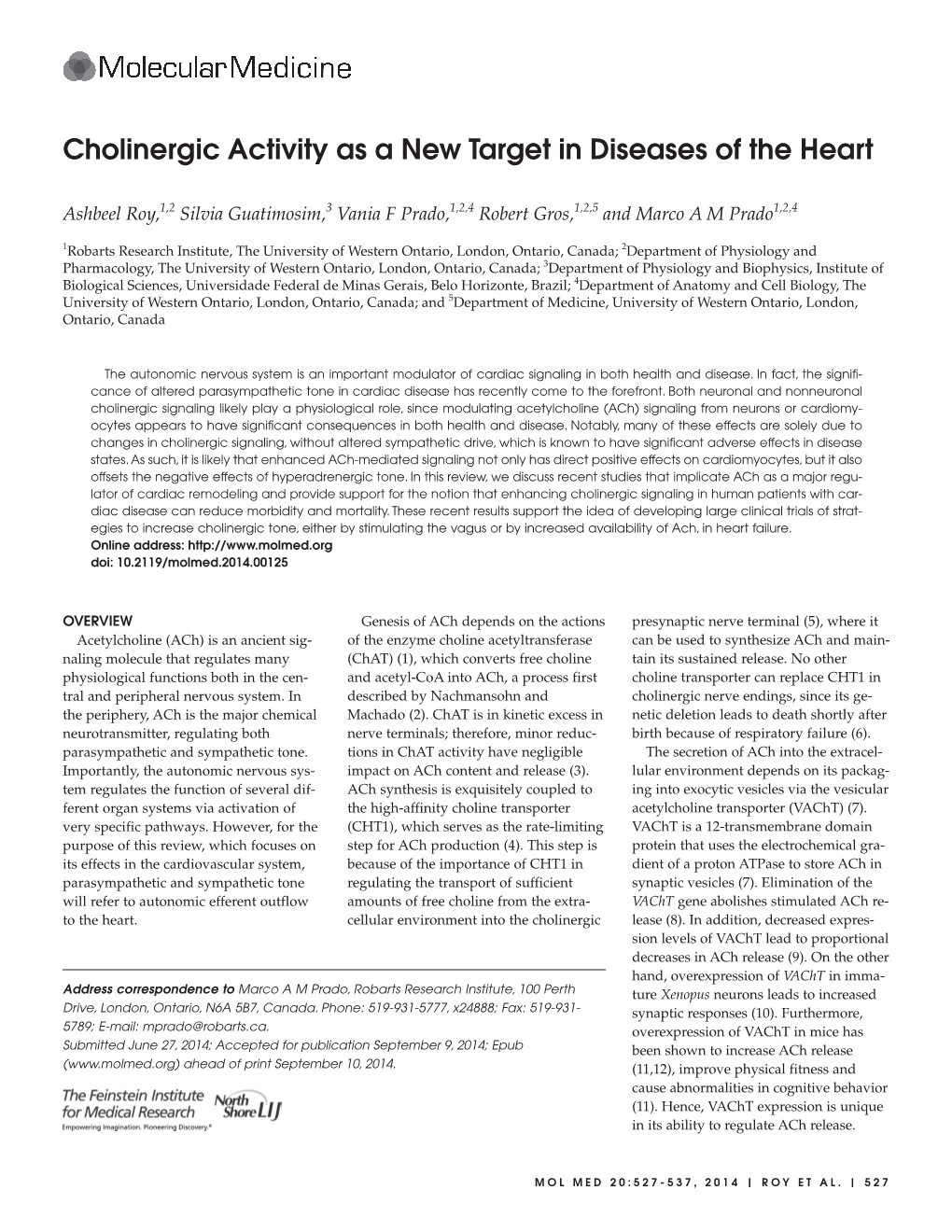 Cholinergic Activity As a New Target in Diseases of the Heart