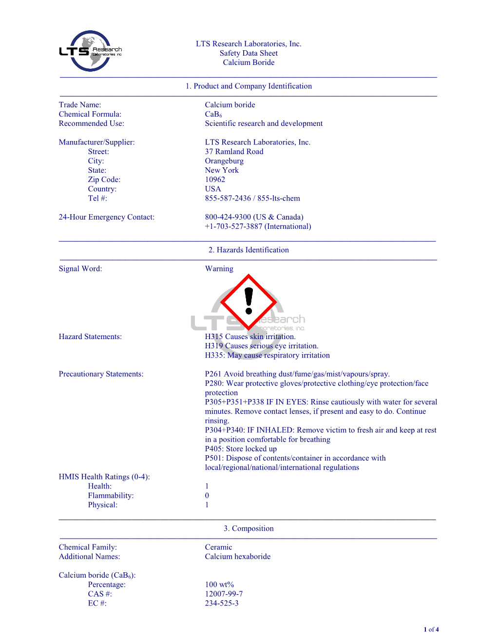 Material Safety Data Sheet