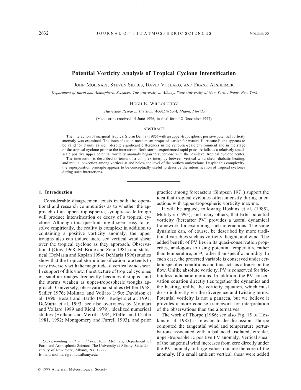 Potential Vorticity Analysis of Tropical Cyclone Intensification