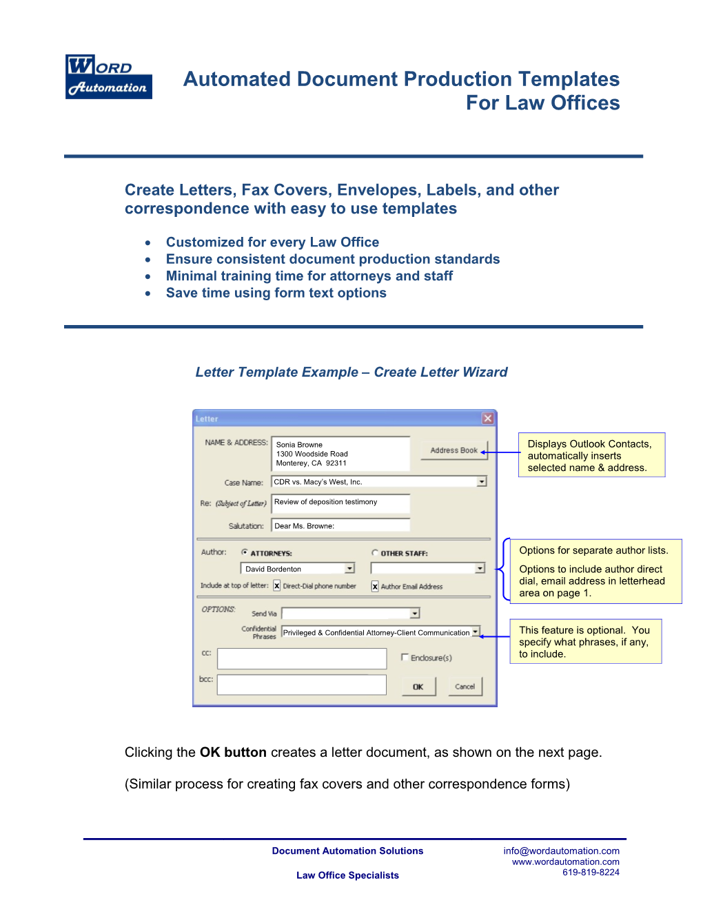 Correspondence Templates Features