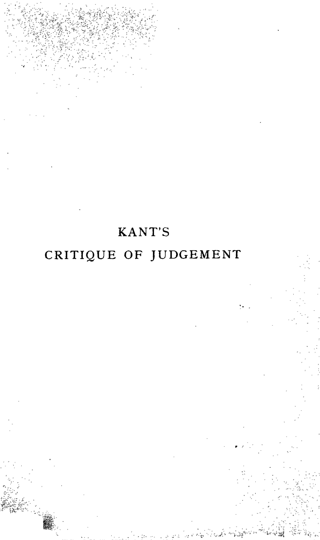 Kant's Critique of Judgement Macmillan and Co., Limited London