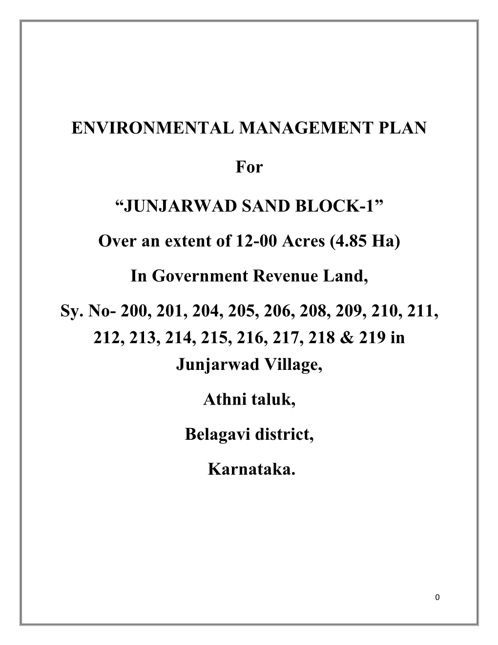 ENVIRONMENTAL MANAGEMENT PLAN for “JUNJARWAD SAND
