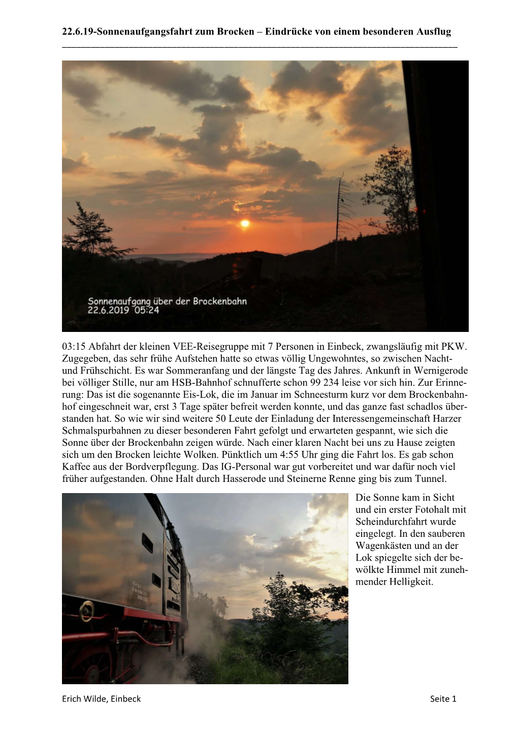 22.6.19-Sonnenaufgangsfahrt Zum Brocken – Eindrücke Von Einem Besonderen Ausflug ______