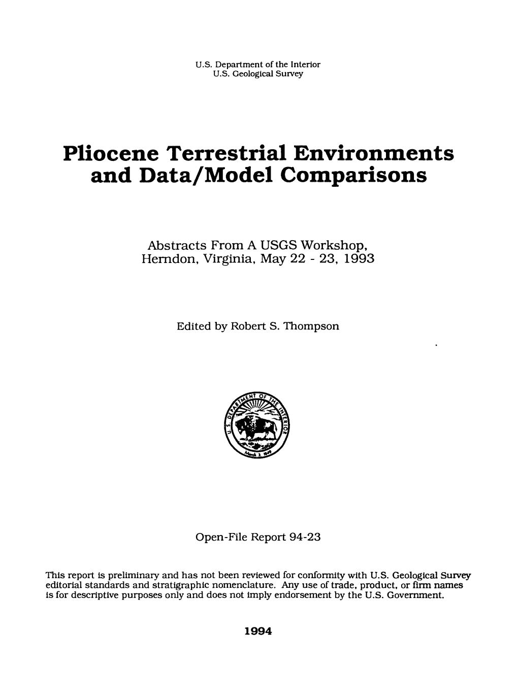 Pliocene Terrestrial Environments and Data/Model Comparisons