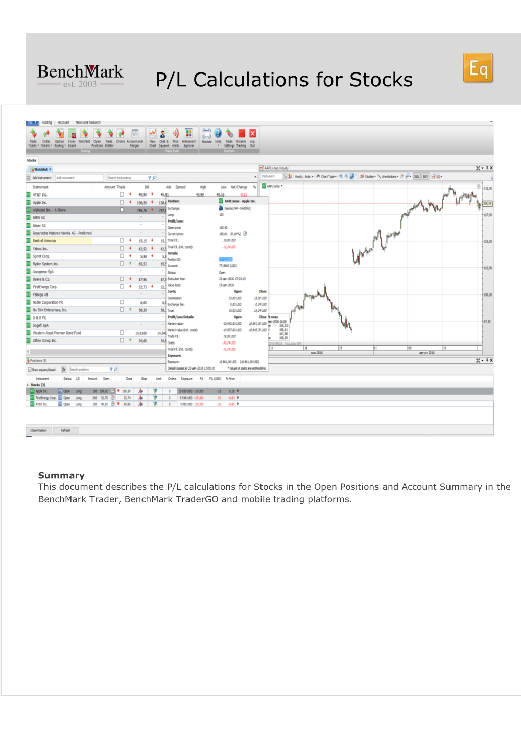 P/L Calculations for Stocks