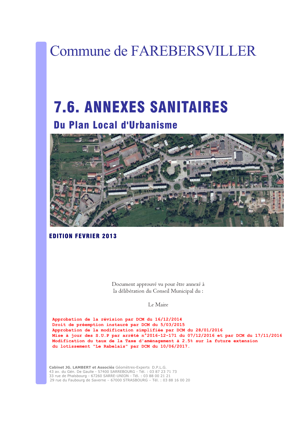 Commune De FAREBERSVILLER 7.6. ANNEXES SANITAIRES