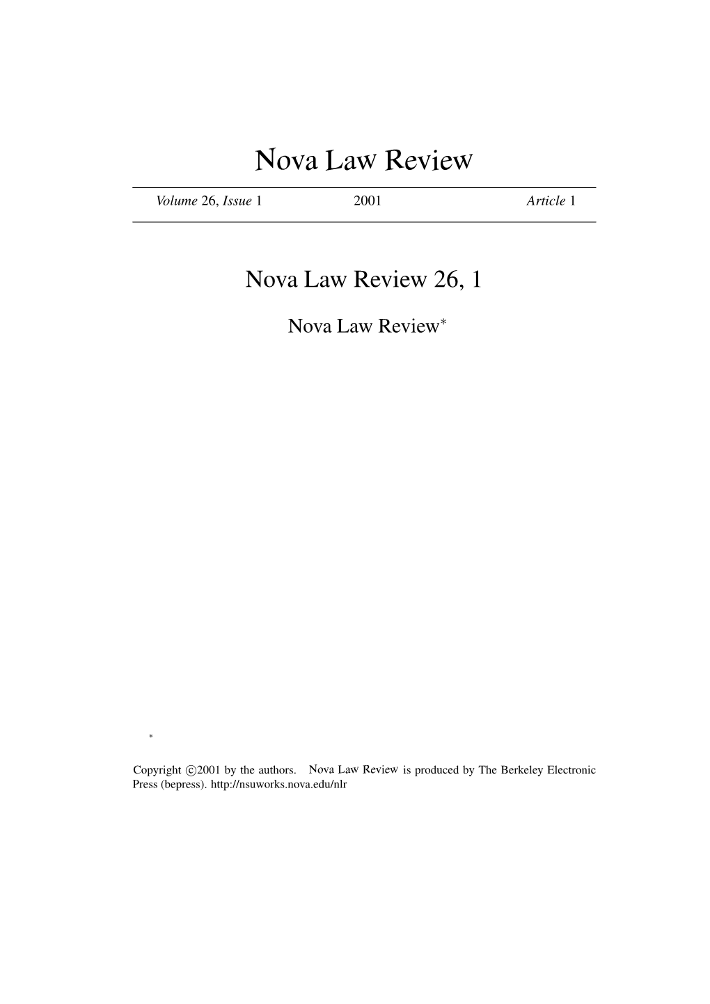 Nova Law Review 26, 1