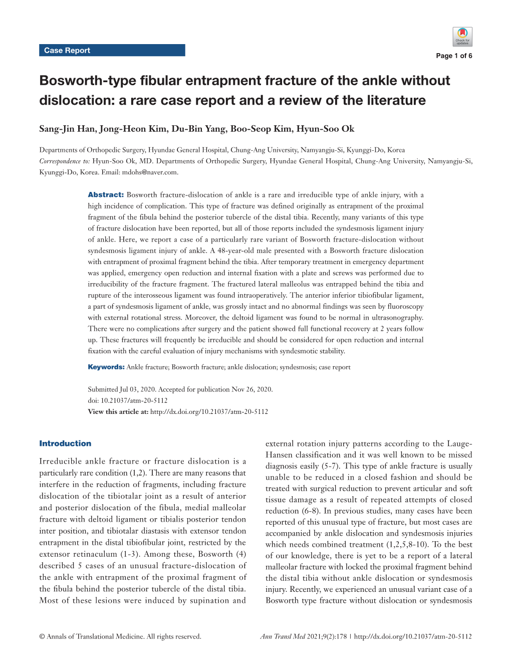 Bosworth-Type Fibular Entrapment Fracture of the Ankle Without Dislocation: a Rare Case Report and a Review of the Literature