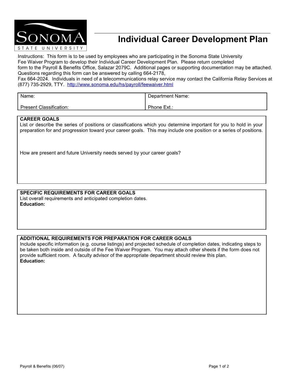 Payroll & Benefits (06/07) Page 1 of 2