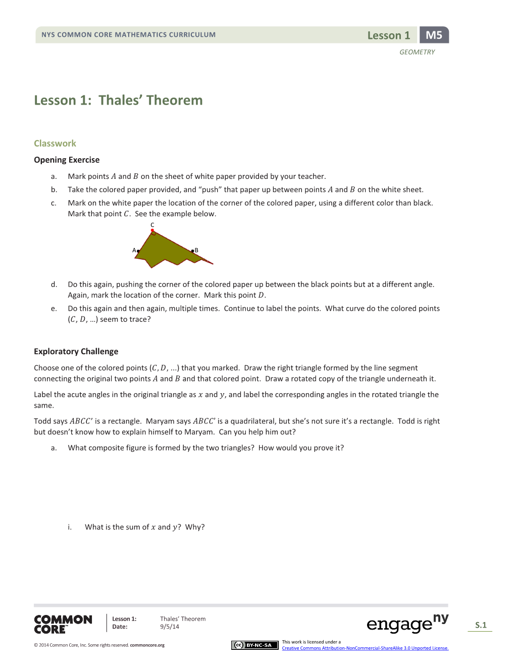 Lesson 1: Thales' Theorem