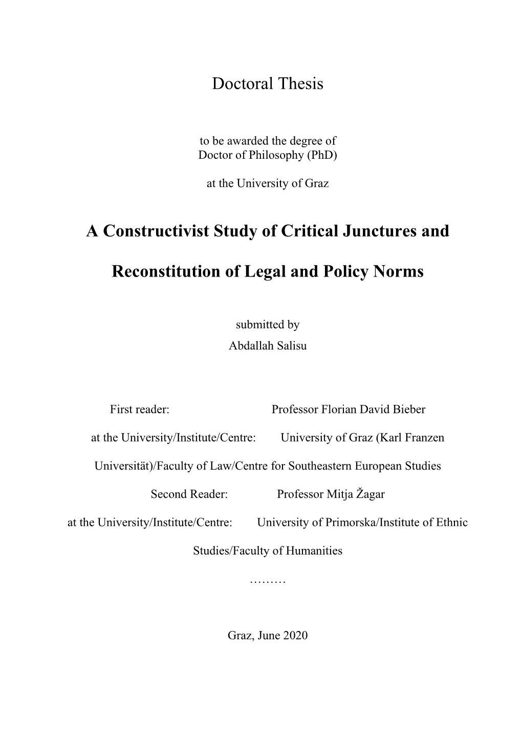 Doctoral Thesis a Constructivist Study of Critical