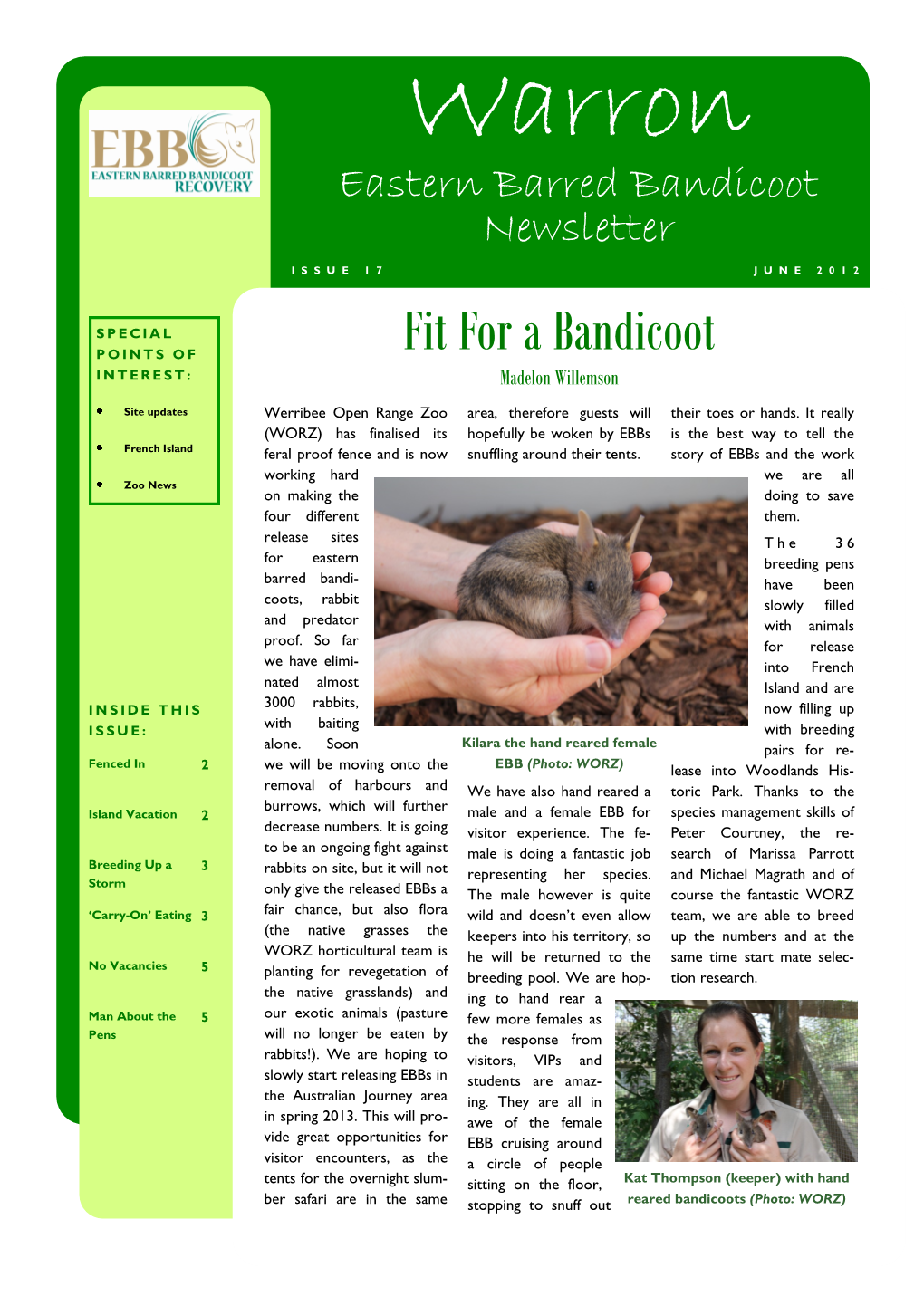 Eastern Barred Bandicoot Newsletter