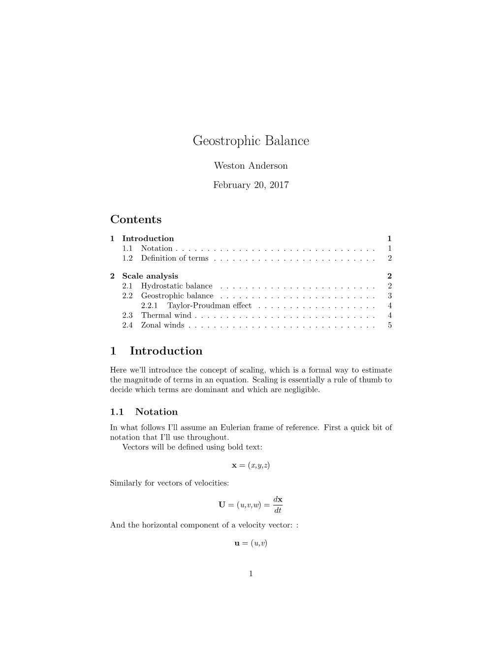 Geostrophic Balance