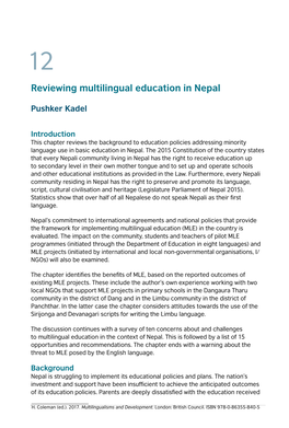 Reviewing Multilingual Education in Nepal