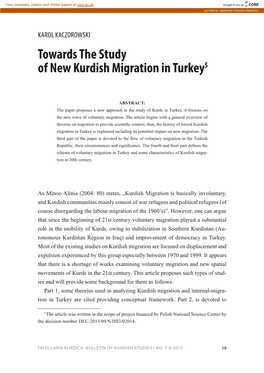Towards the Study of New Kurdish Migration in Turkey5