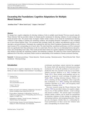 Cognitive Adaptations for Multiple Moral Domains