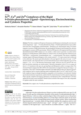Feiii, Cuii and Znii Complexes of the Rigid 9-Oxido-Phenalenone Ligand—Spectroscopy, Electrochemistry, and Cytotoxic Properties