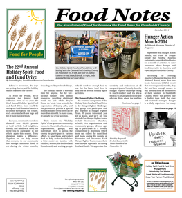 The 22Nd Annual Holiday Spirit Food and Fund Drive Hunger Action Month 2014
