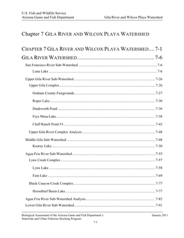 Chapter 7 GILA RIVER and WILCOX PLAYA WATERSHED