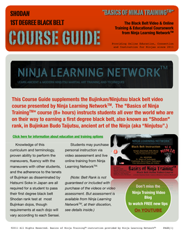COURSE GUIDE and Instruction for Ninjas Since 2011
