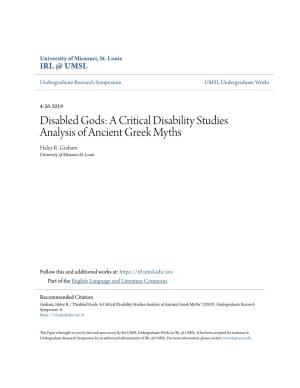 A Critical Disability Studies Analysis of Ancient Greek Myths Haley R